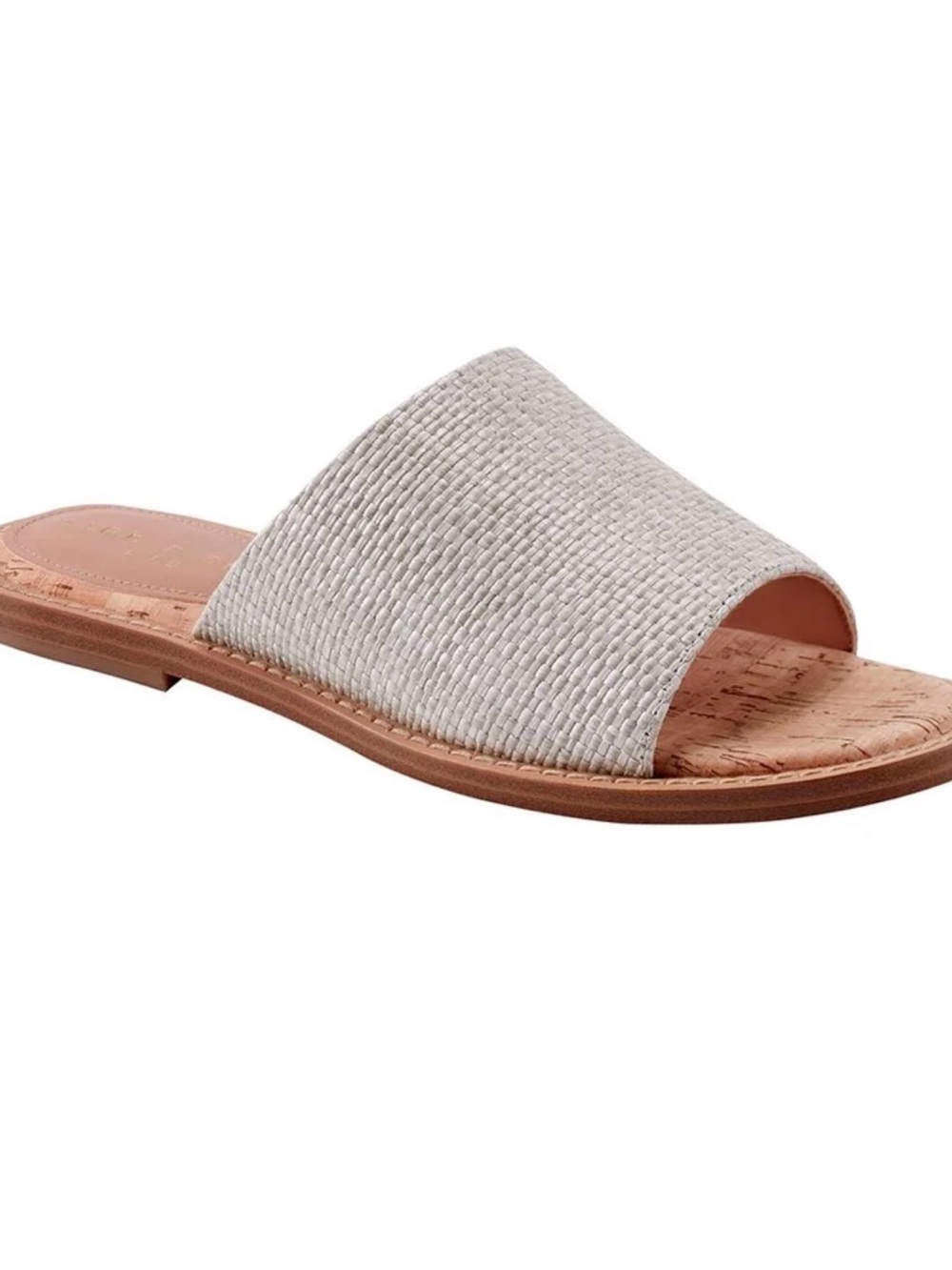 Marc Fisher Grayce Light Gray Woven Slide Sandals